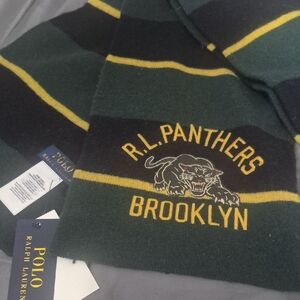 Ralph Lauren Green and Navy Scarf with Yellow Details